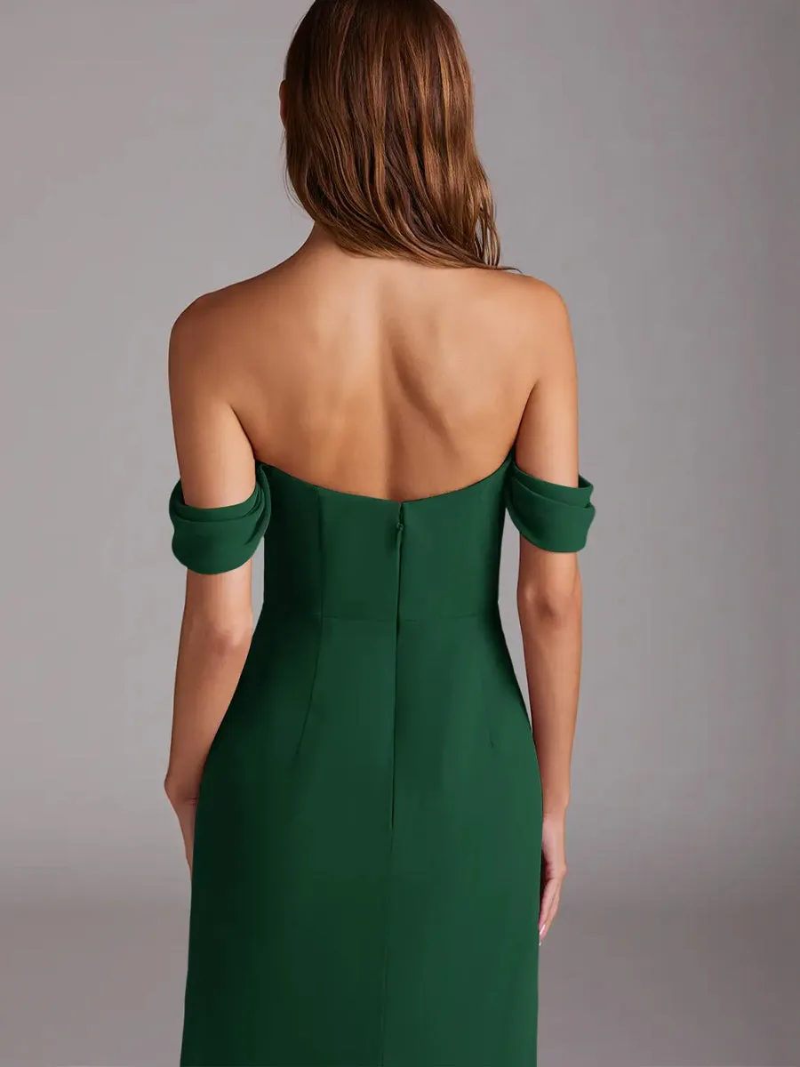 2025 Emerald Green A-Line Off the Shoulder Convertible Bridesmaid Dress