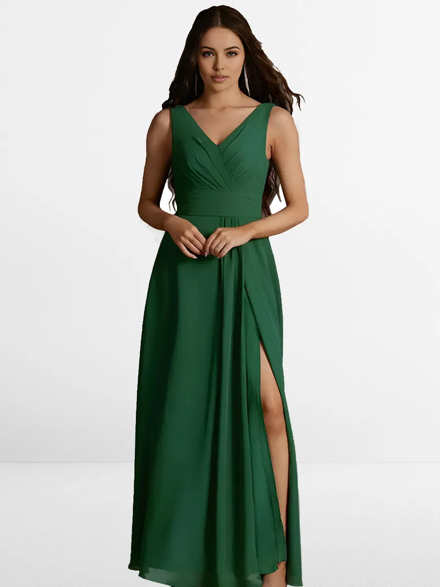 2025 Emerald Green Cowl Back Maxi Perfect Bridesmaid Dress