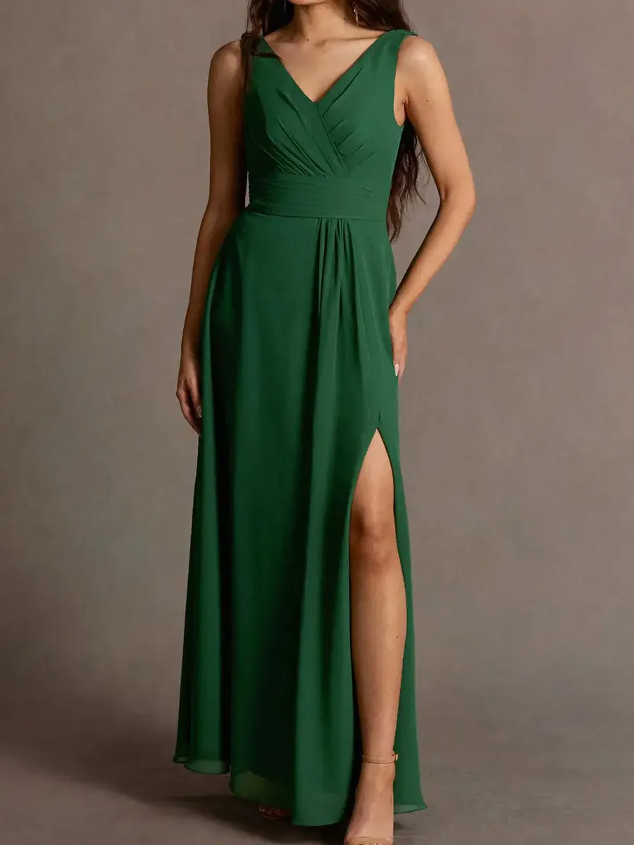 2025 Emerald Green Cowl Back Maxi Perfect Bridesmaid Dress