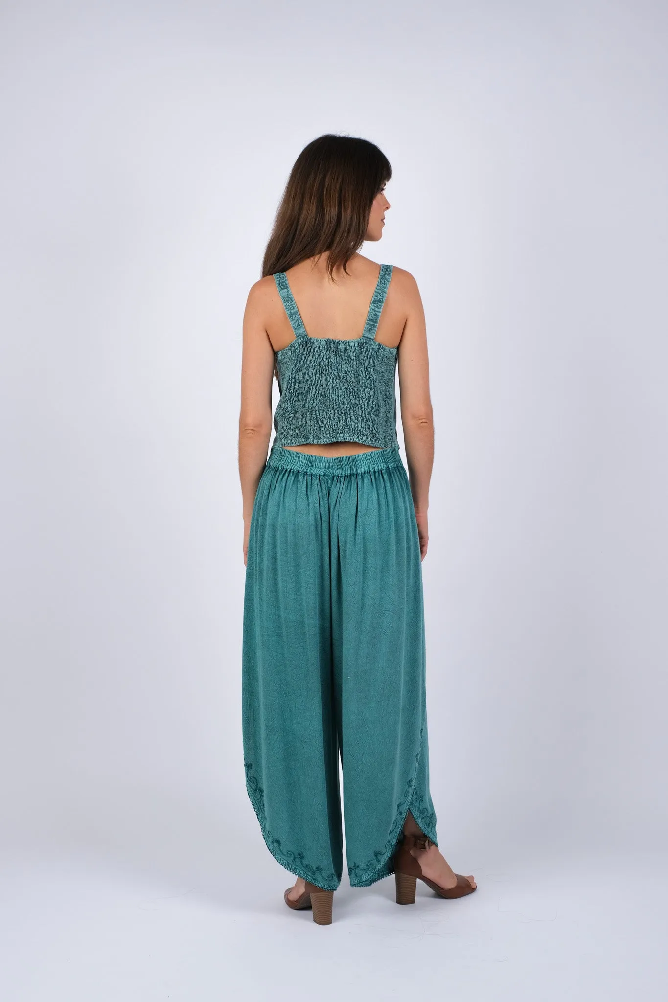 225009 Trendy Sea Embroided Hippie Pants