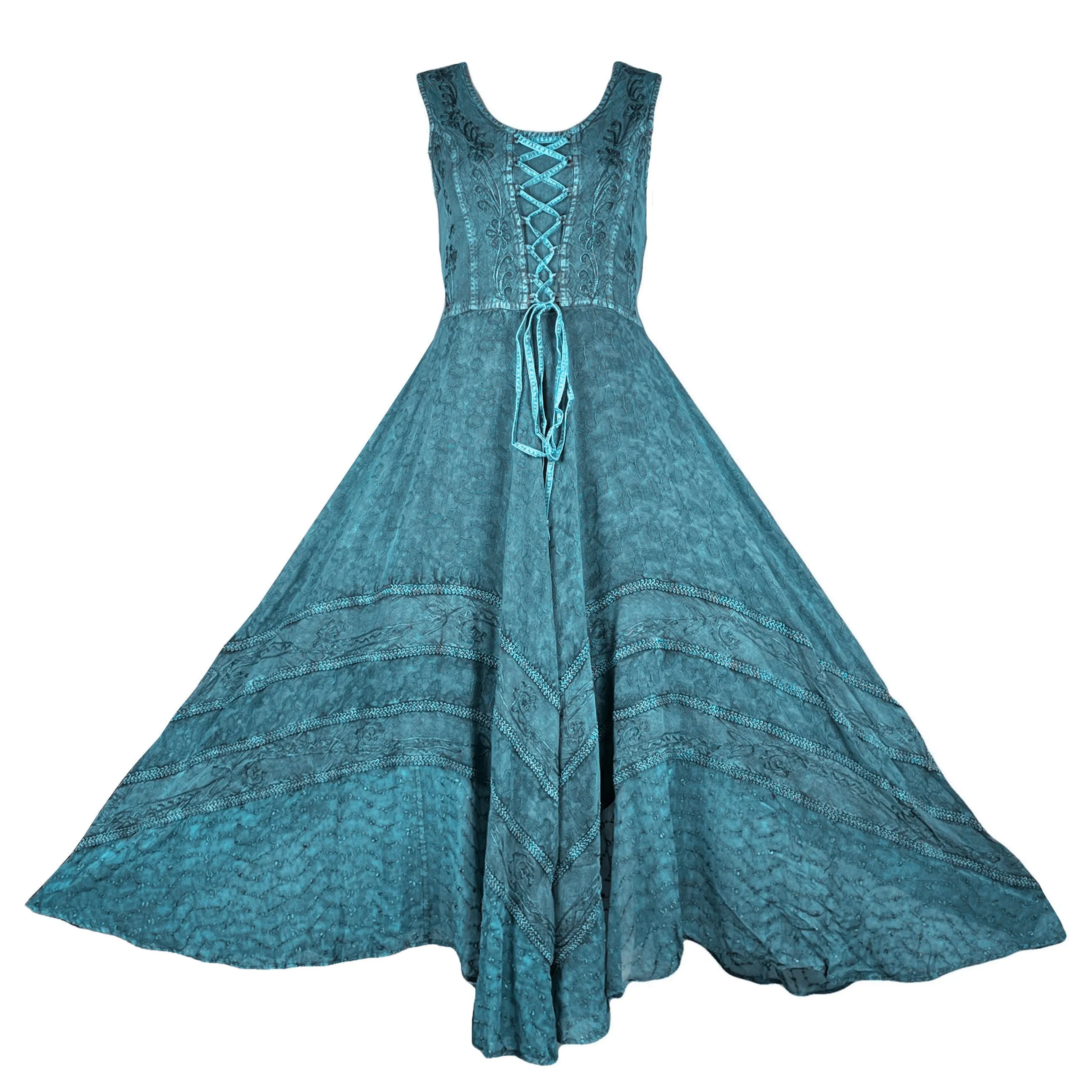 305 DR Sweet Empire Dazzling Flared Embroidered Summer Dress Gown
