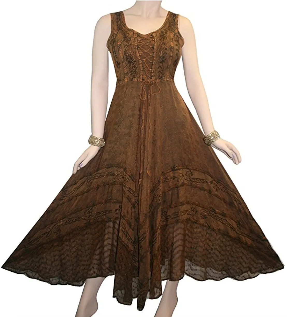 305 DR Sweet Empire Dazzling Flared Embroidered Summer Dress Gown