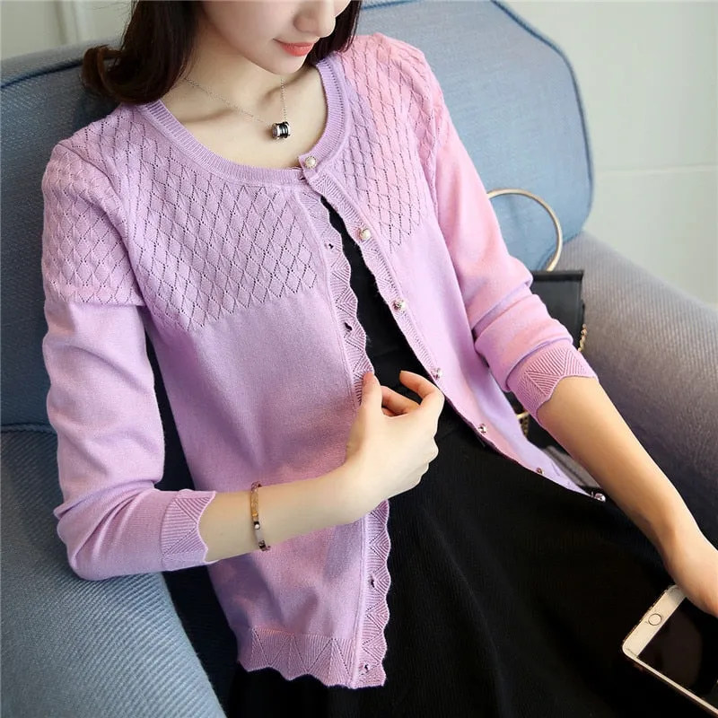 4595 - women's new color button cardigan 30