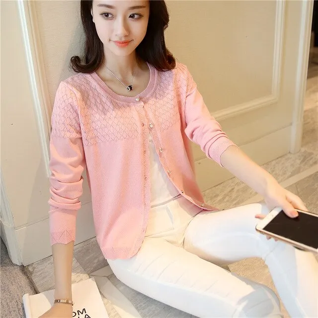 4595 - women's new color button cardigan 30