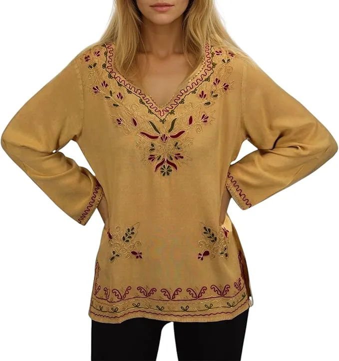 720 B Diamond Neck Renaissance Embroidered Blouse