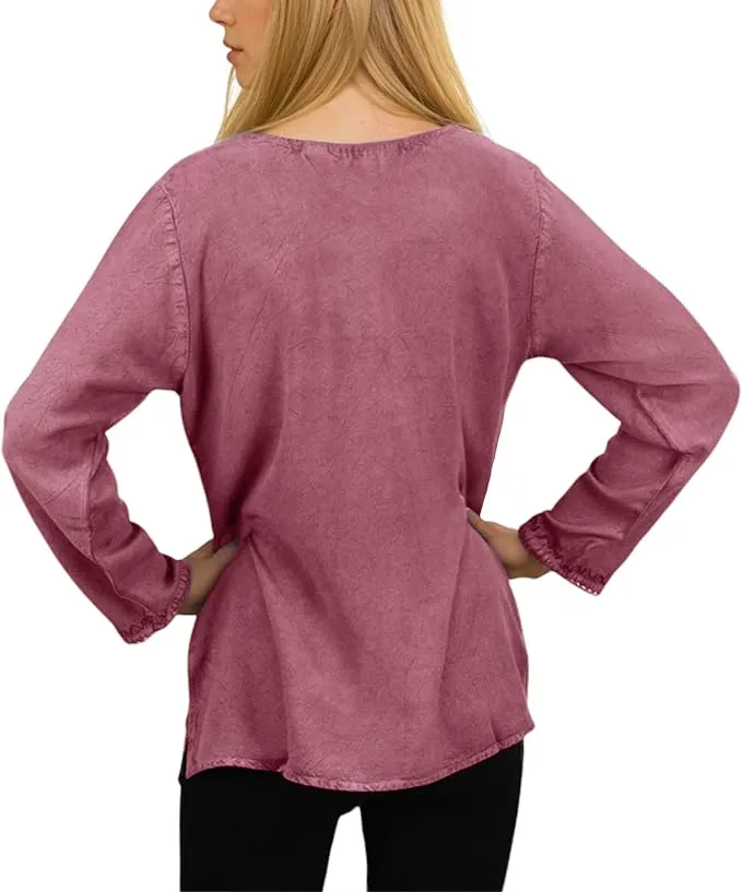 720 B Diamond Neck Renaissance Embroidered Blouse