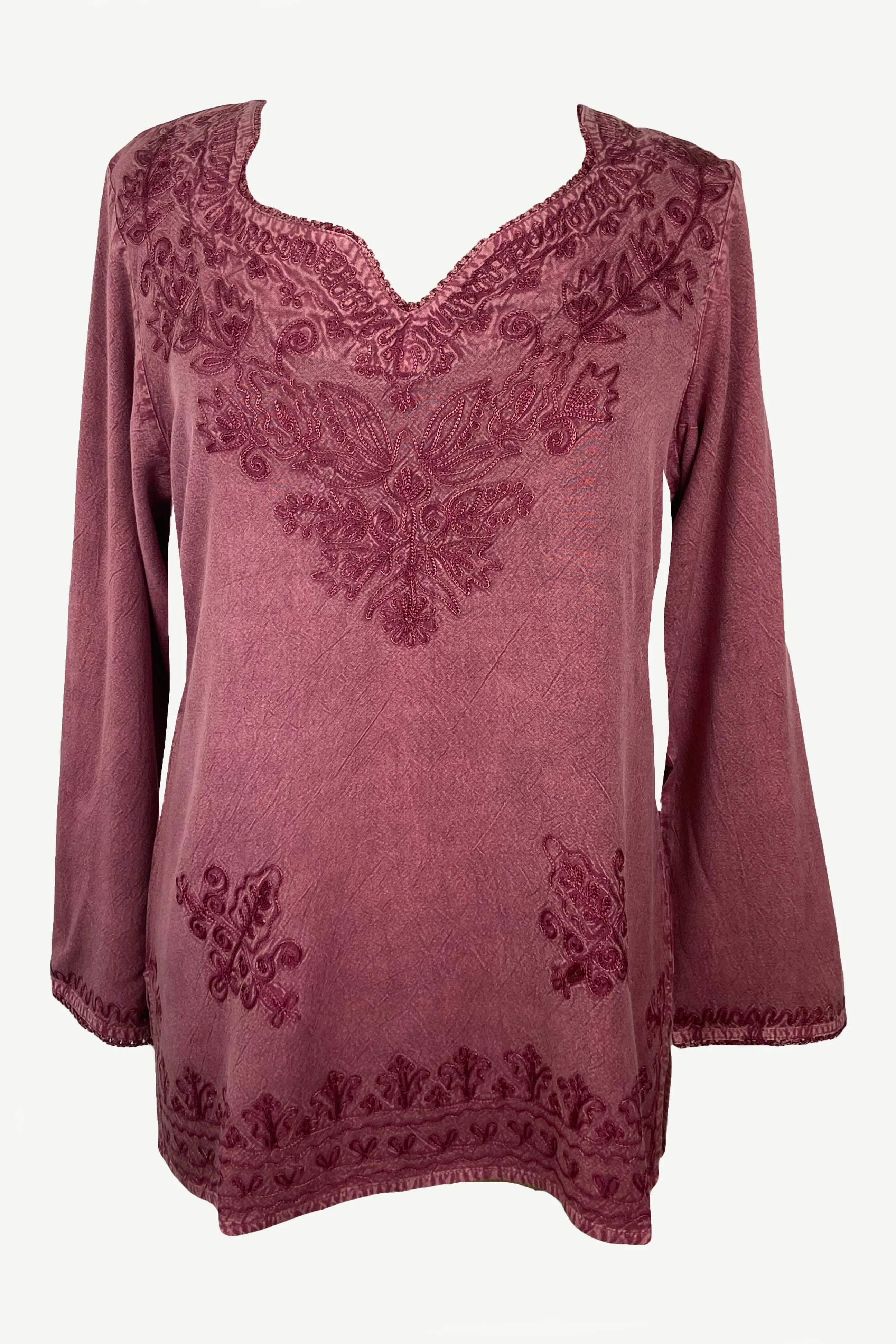 720 B Diamond Neck Renaissance Embroidered Blouse