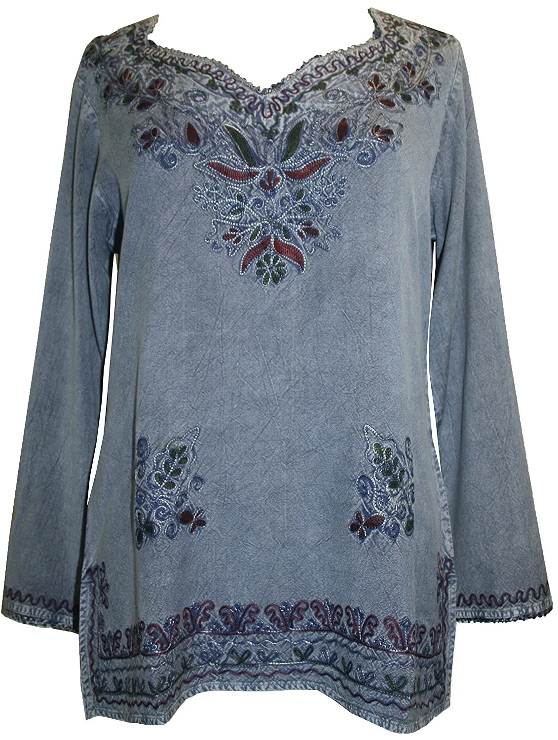 720 B Diamond Neck Renaissance Embroidered Blouse