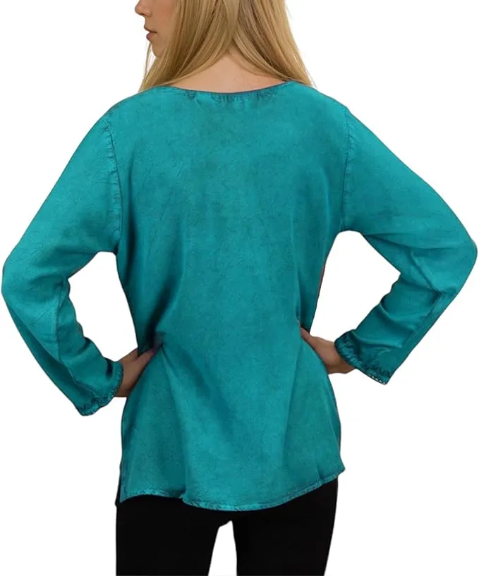 720 B Diamond Neck Renaissance Embroidered Blouse