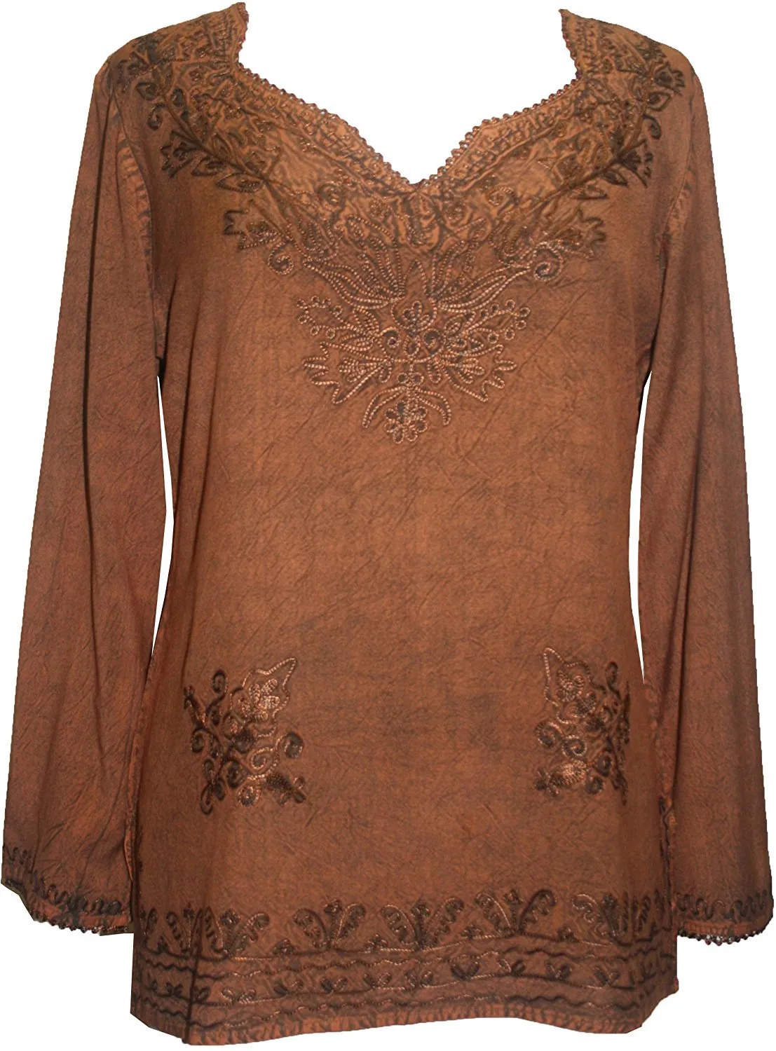 720 B Diamond Neck Renaissance Embroidered Blouse