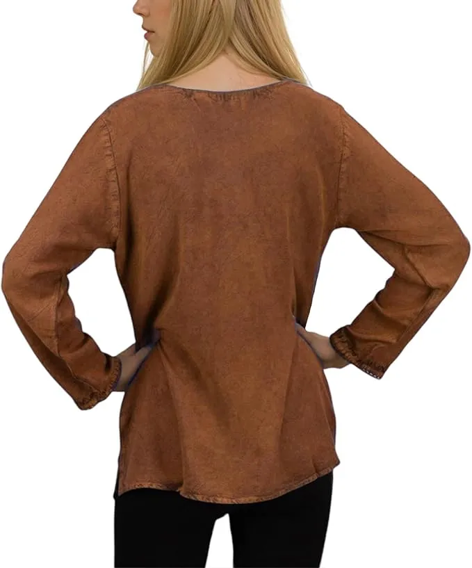 720 B Diamond Neck Renaissance Embroidered Blouse