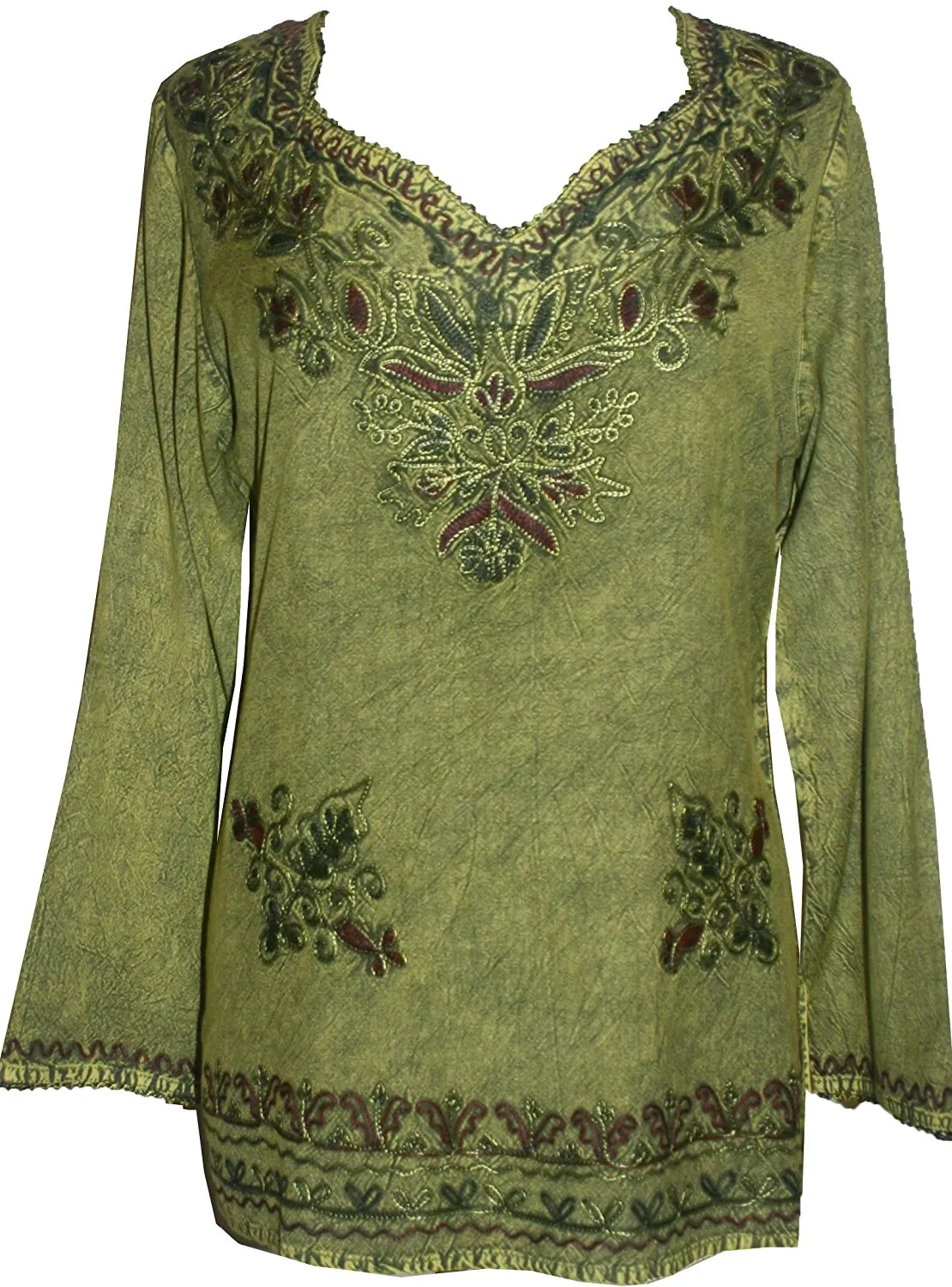720 B Diamond Neck Renaissance Embroidered Blouse