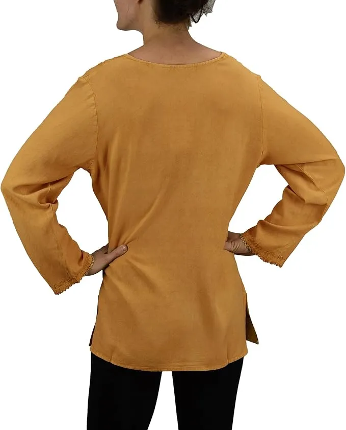 720 B Diamond Neck Renaissance Embroidered Blouse
