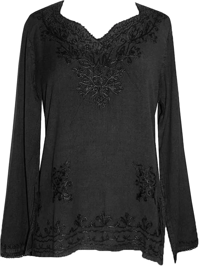 720 B Diamond Neck Renaissance Embroidered Blouse