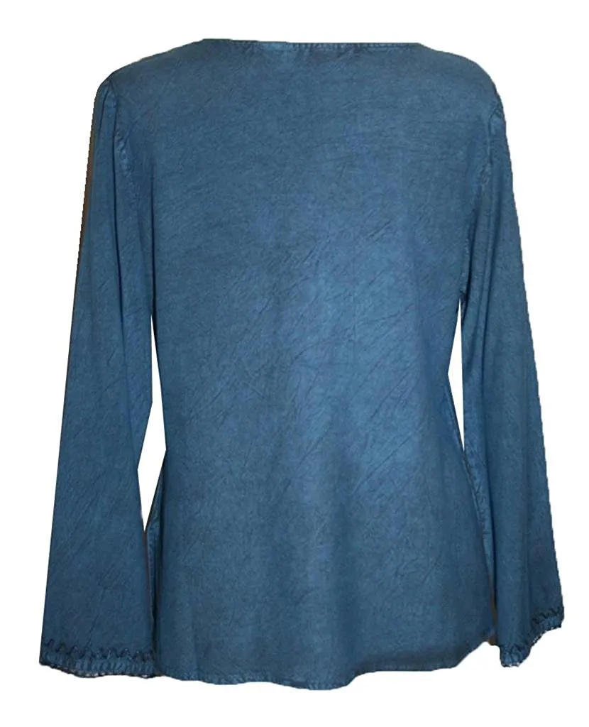 720 B Diamond Neck Renaissance Embroidered Blouse