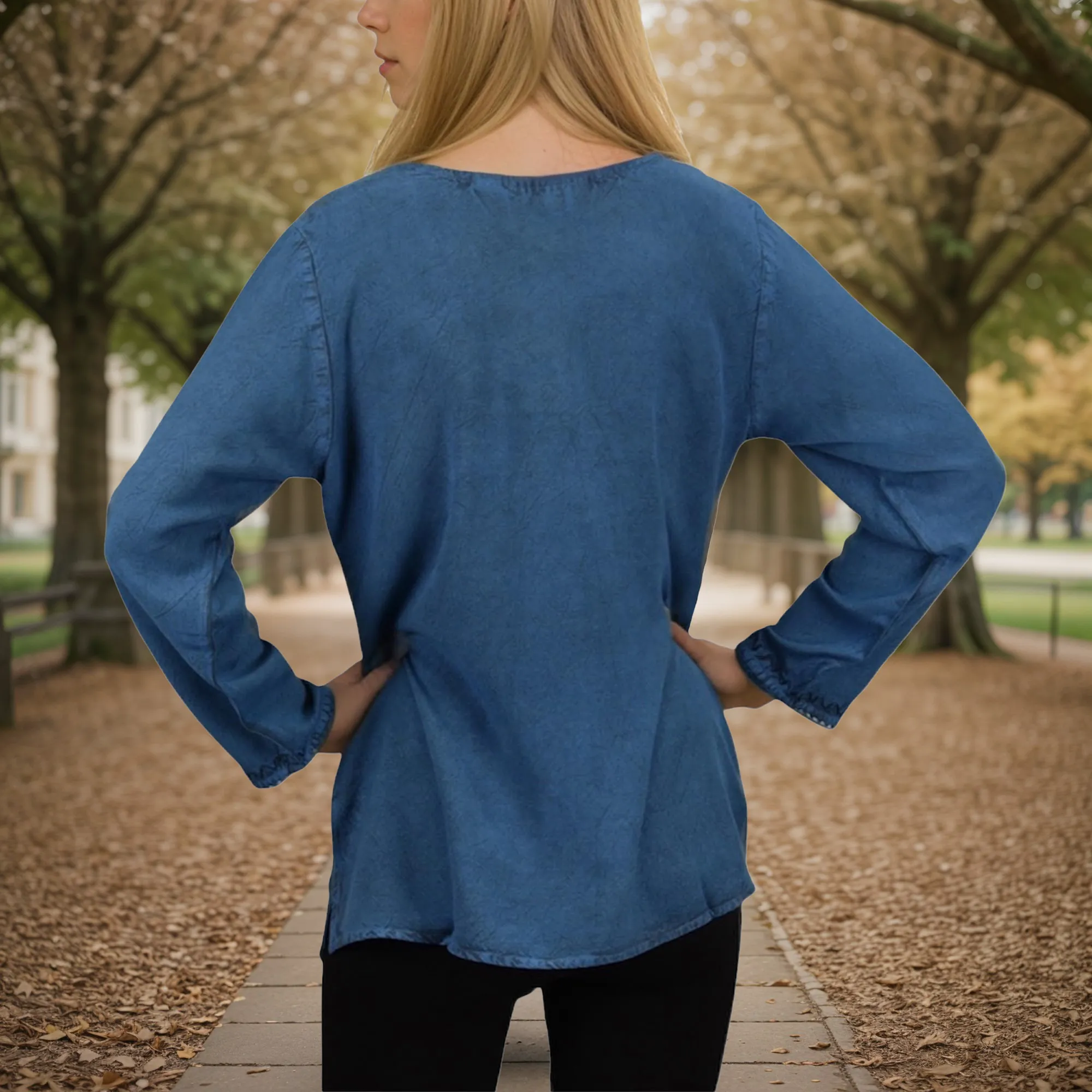720 B Diamond Neck Renaissance Embroidered Blouse