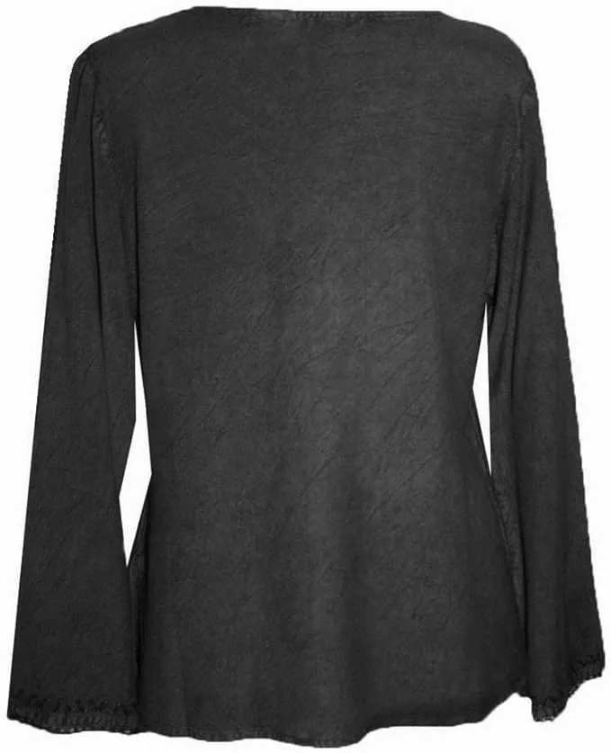 720 B Diamond Neck Renaissance Embroidered Blouse