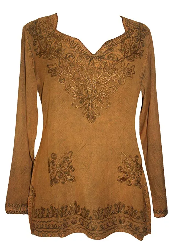 720 B Diamond Neck Renaissance Embroidered Blouse