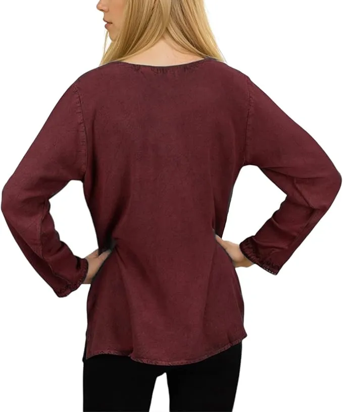 720 B Diamond Neck Renaissance Embroidered Blouse