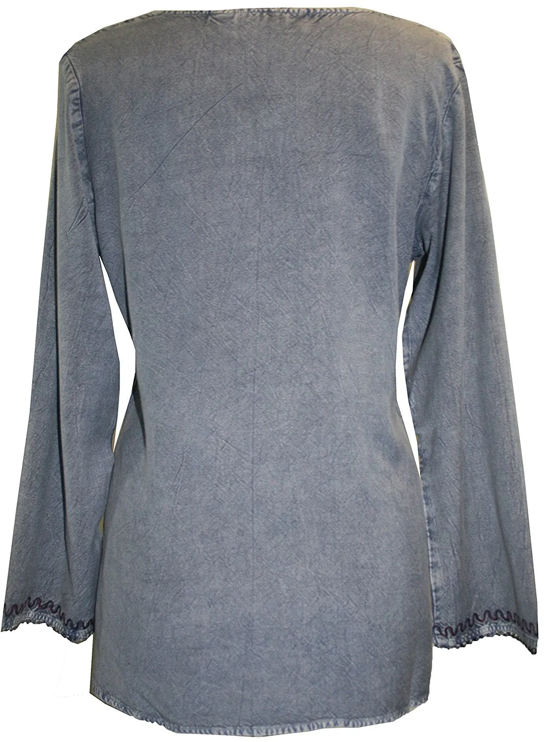 720 B Diamond Neck Renaissance Embroidered Blouse