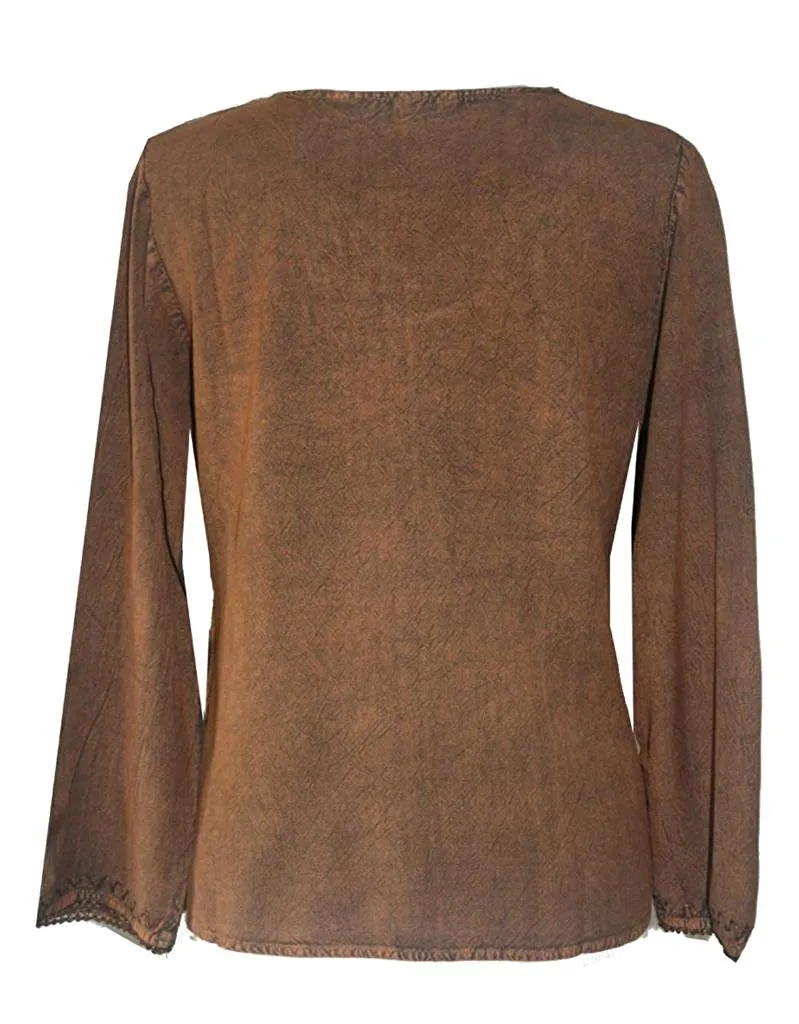720 B Diamond Neck Renaissance Embroidered Blouse