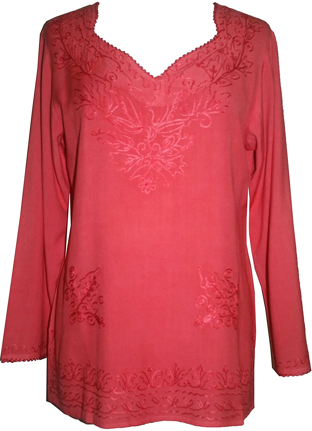 720 B Diamond Neck Renaissance Embroidered Blouse
