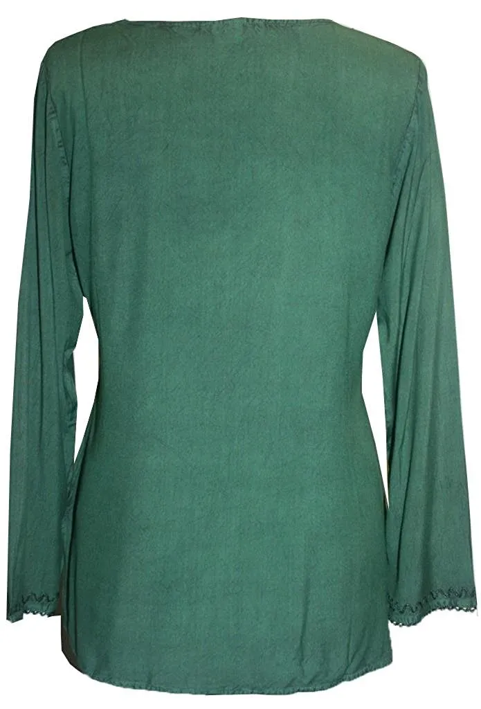 720 B Diamond Neck Renaissance Embroidered Blouse
