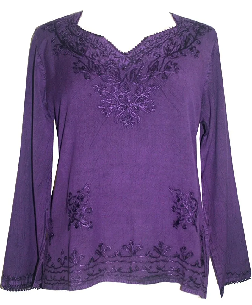 720 B Diamond Neck Renaissance Embroidered Blouse
