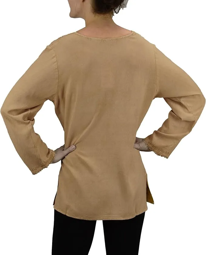 720 B Diamond Neck Renaissance Embroidered Blouse