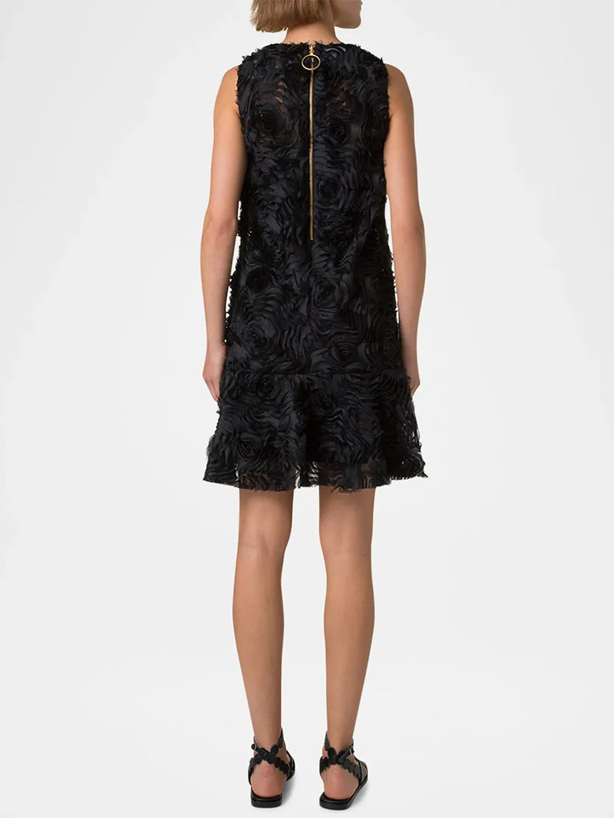 Akris Punto Sleeveless 3D Carnation Knee Length Dress in Black
