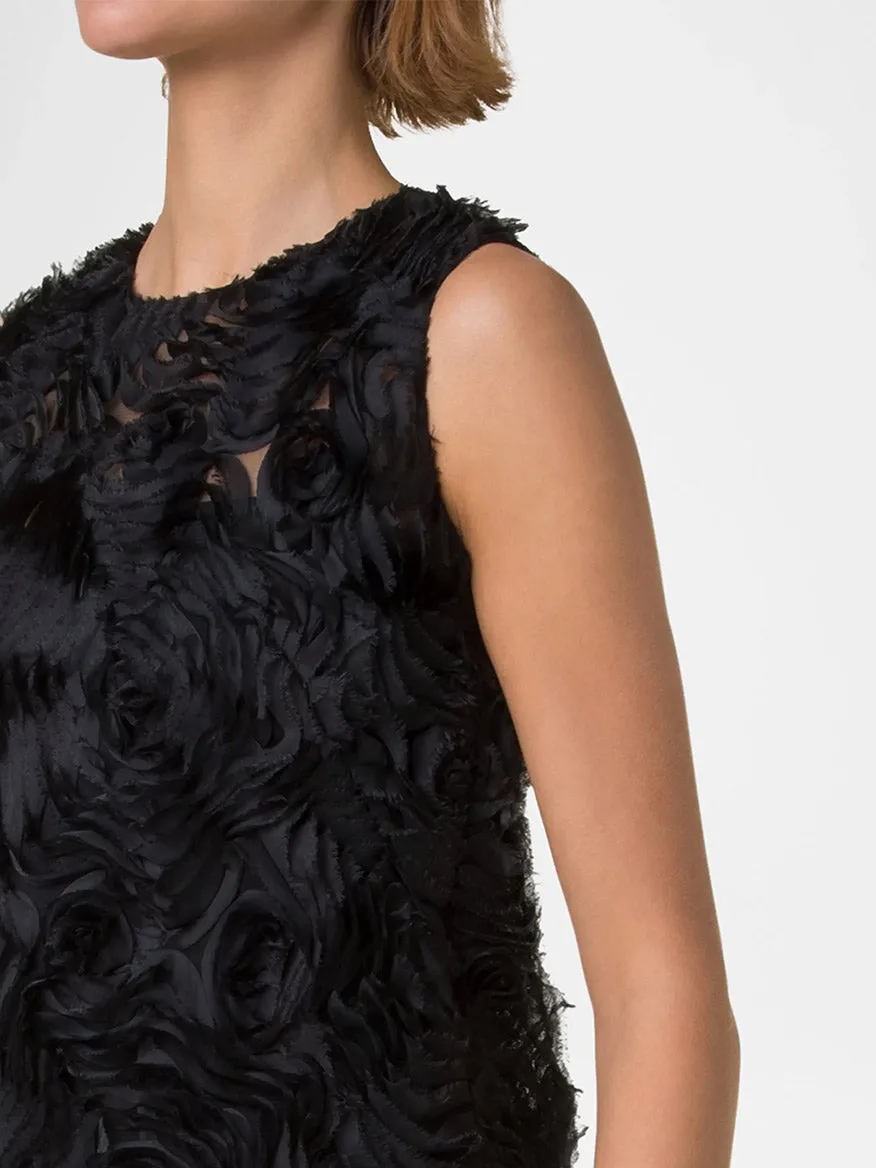 Akris Punto Sleeveless 3D Carnation Knee Length Dress in Black