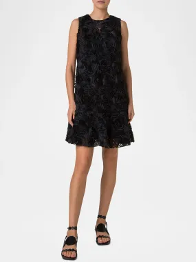 Akris Punto Sleeveless 3D Carnation Knee Length Dress in Black