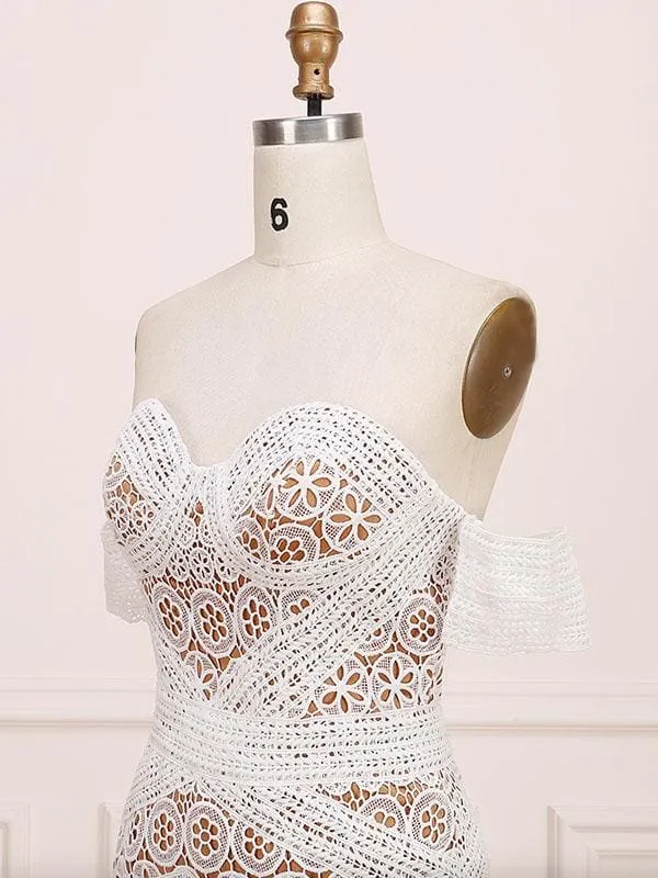 Amazing Sweetheart Neck Lace Beach Boho Wedding Dress