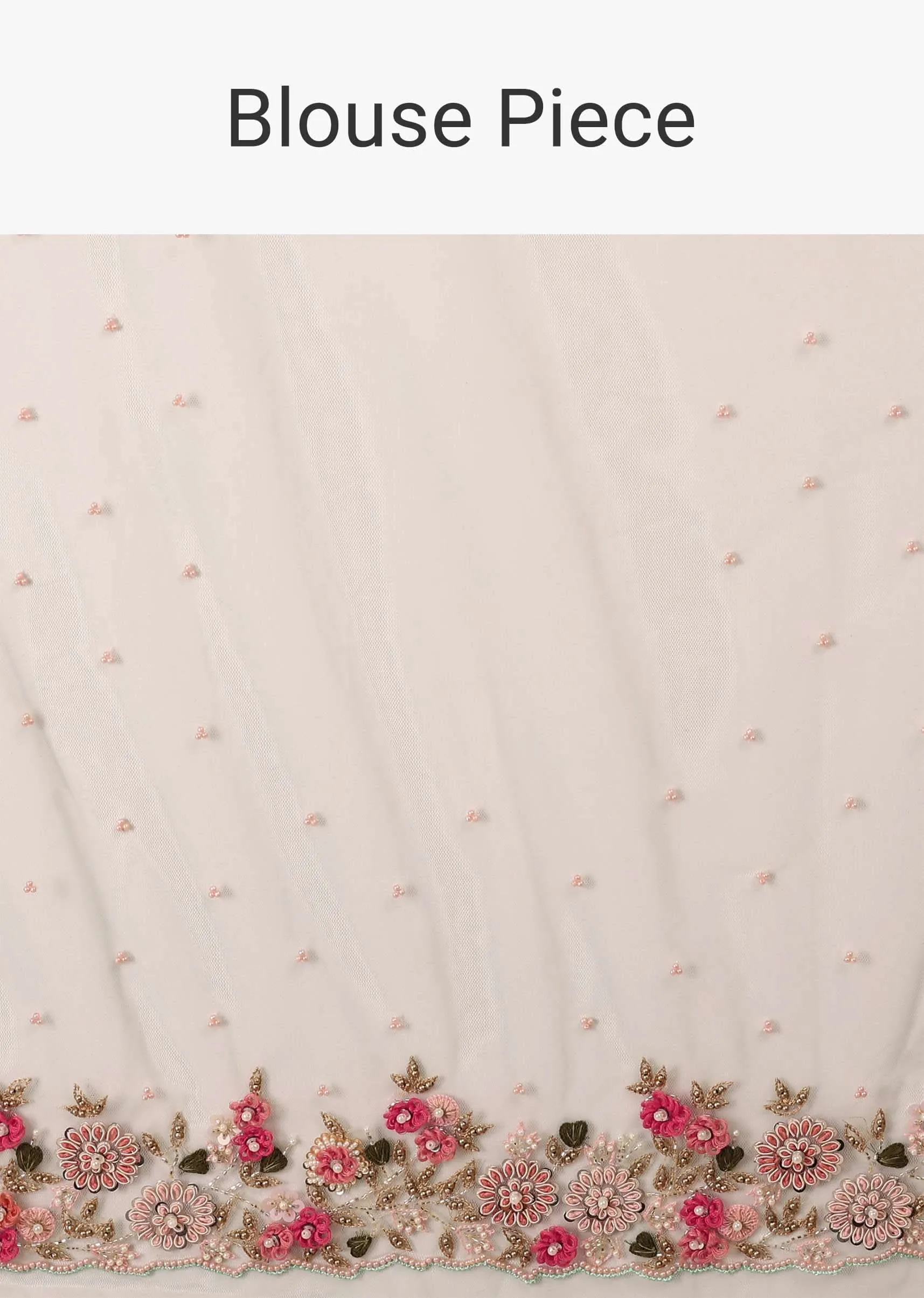 Aqua Blue Saree In Organza With 3D Floral Embroidery In Thread, Zardosi & French Knots