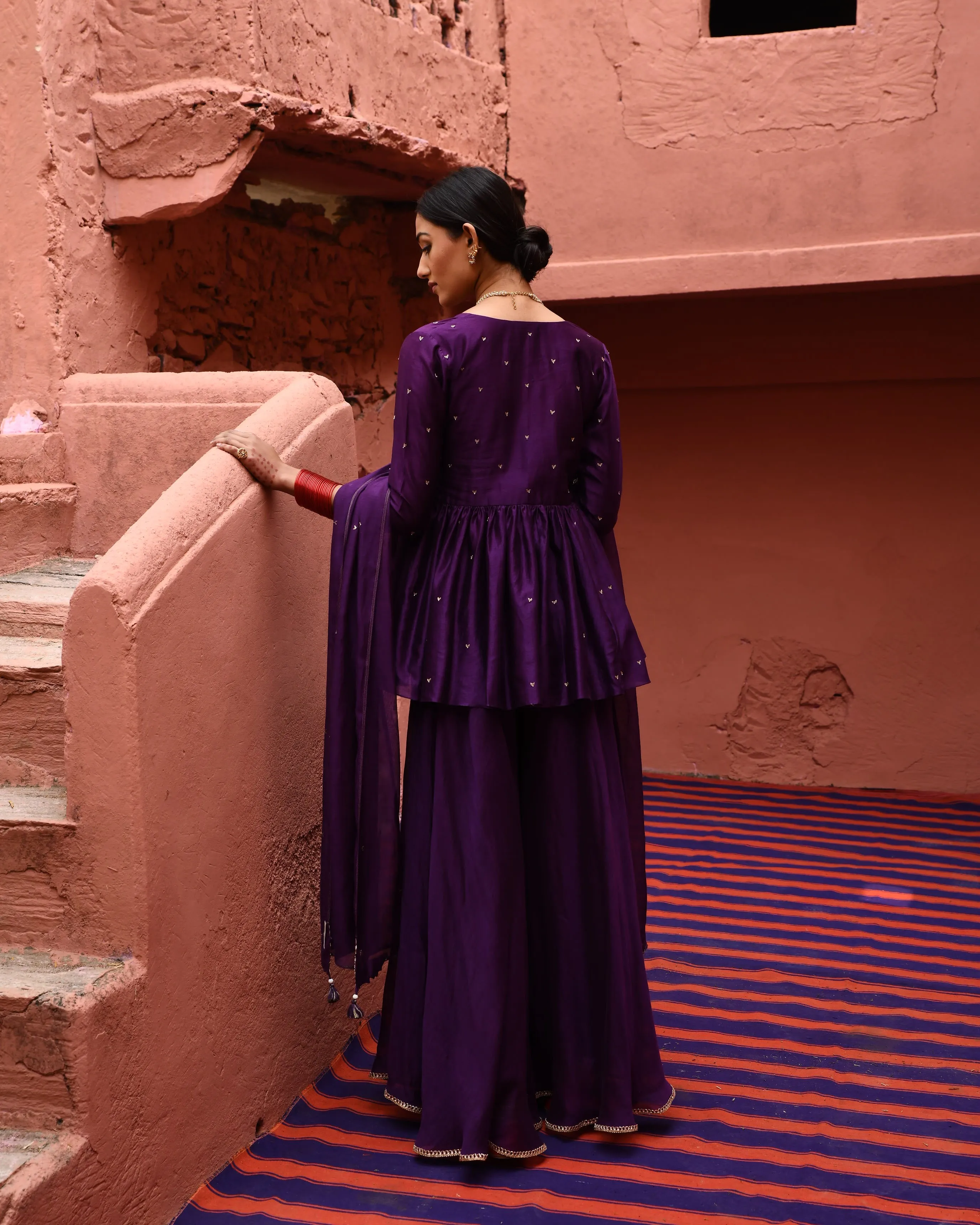 Aubergine Short Peplum Set