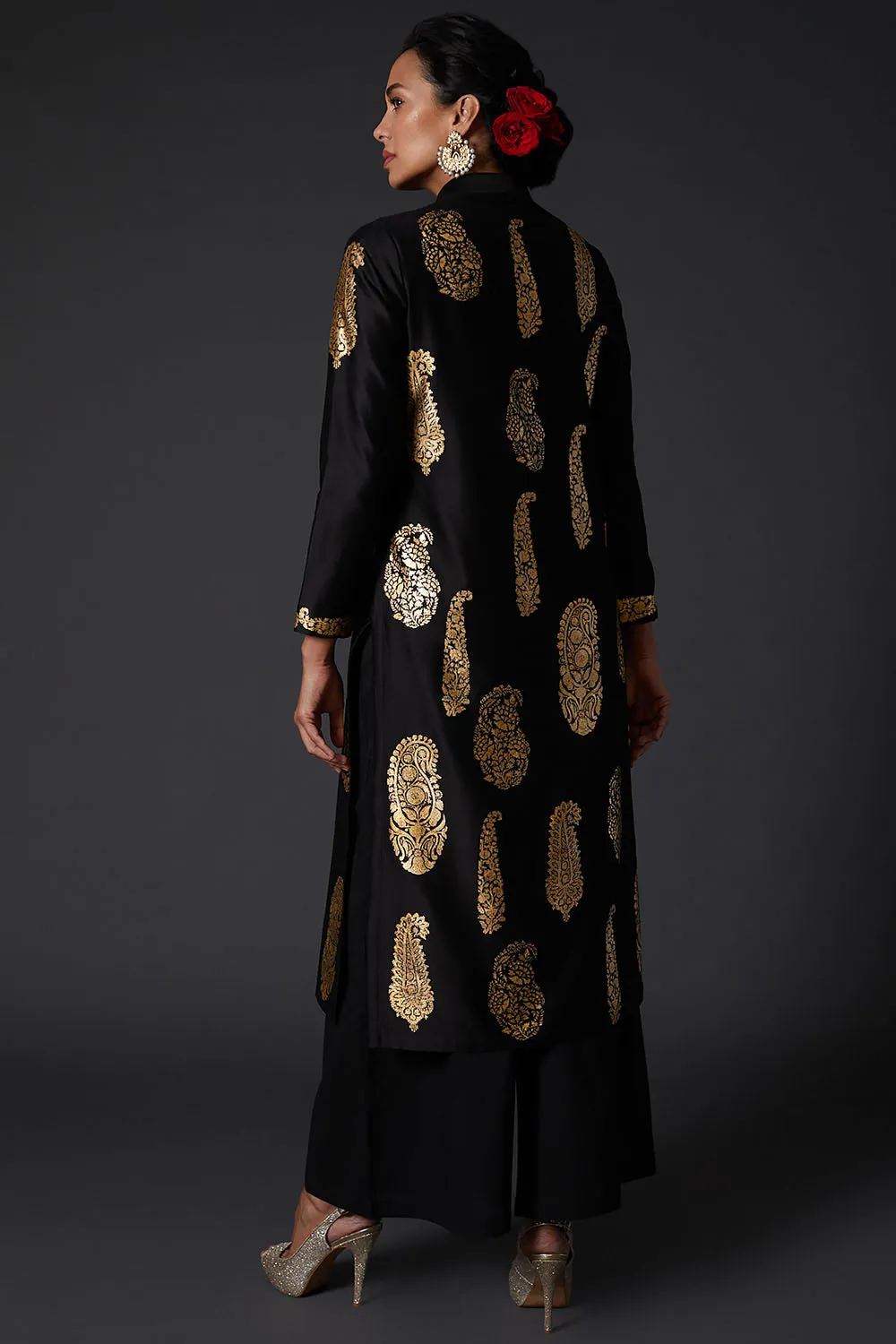 Black Block Printed Kurta Set