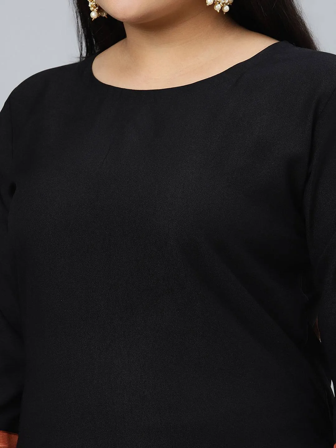 Black Rayon Solid Kurta Palazzo Suit Set with Printed Dupatta