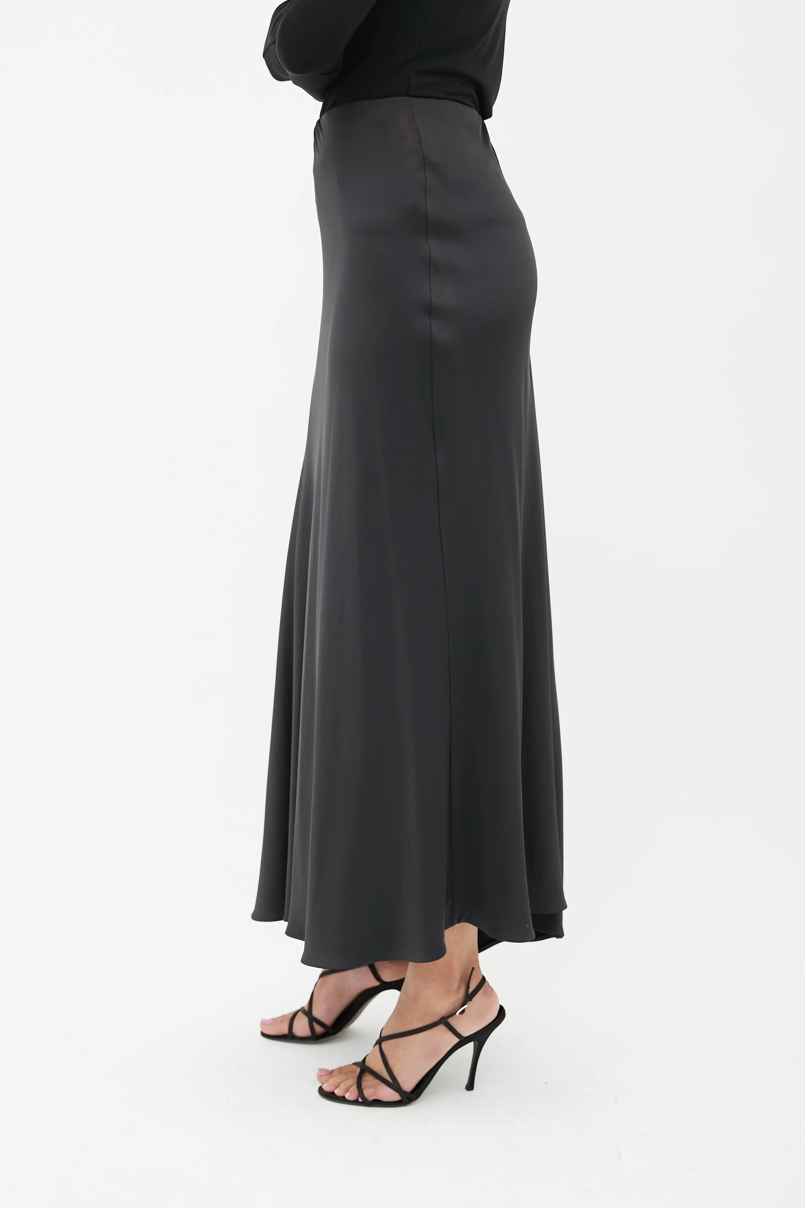 Black Satin Maxi Skirt