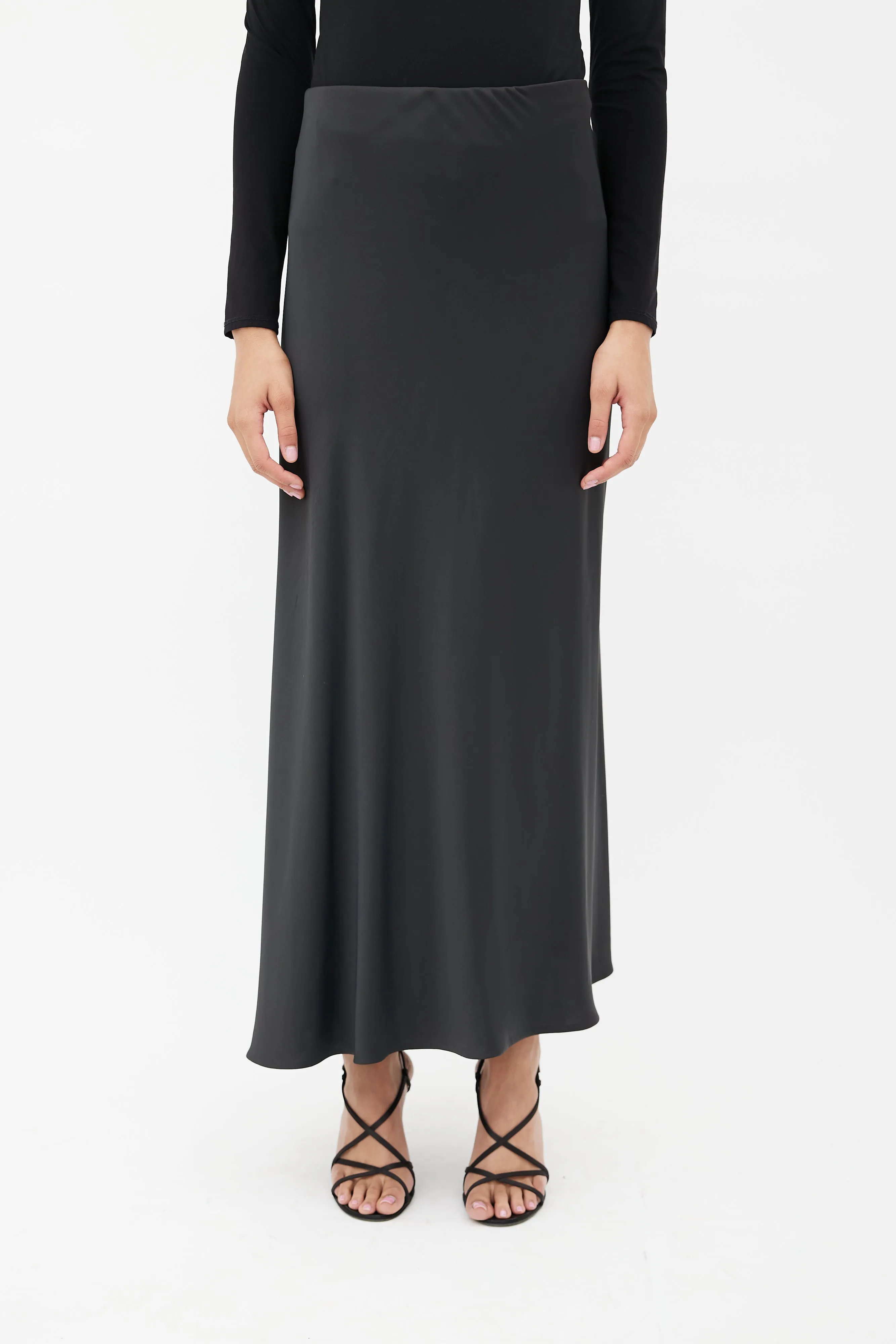 Black Satin Maxi Skirt
