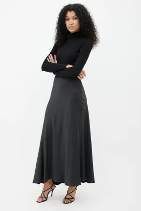 Black Satin Maxi Skirt