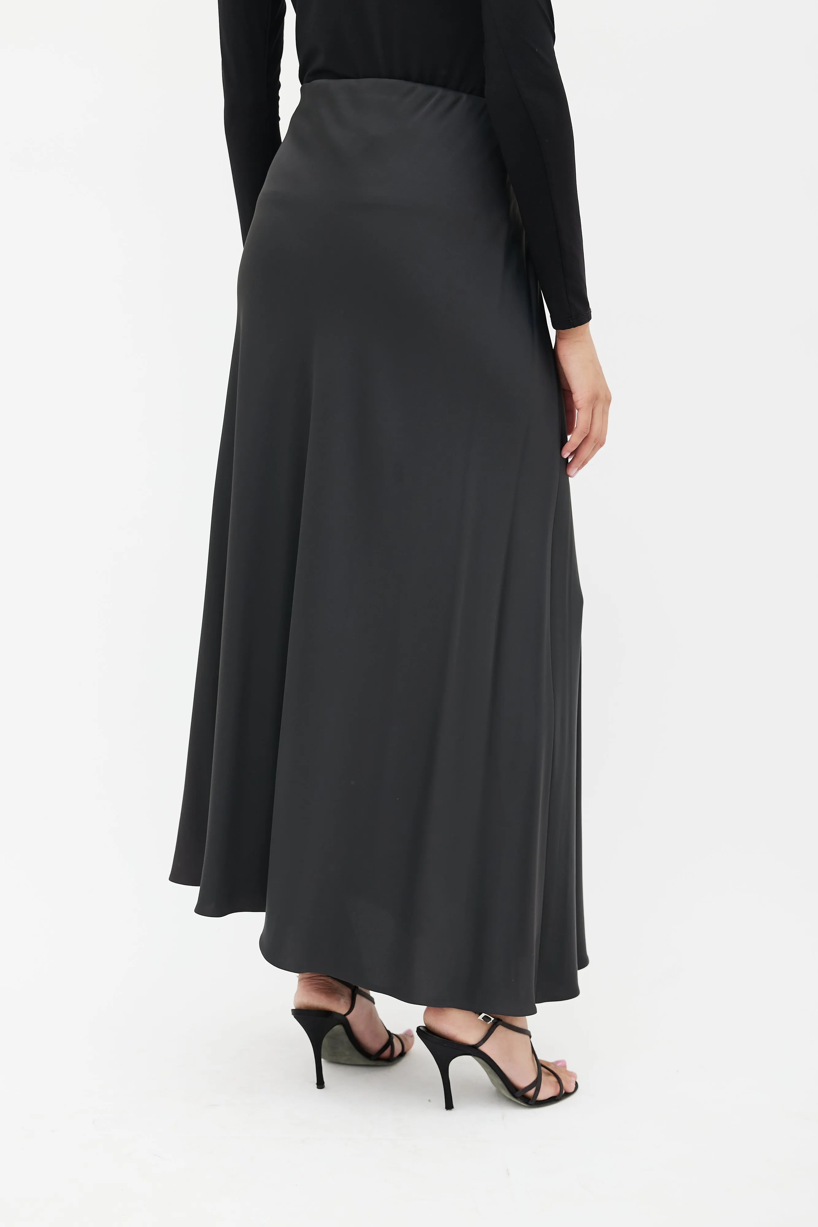 Black Satin Maxi Skirt