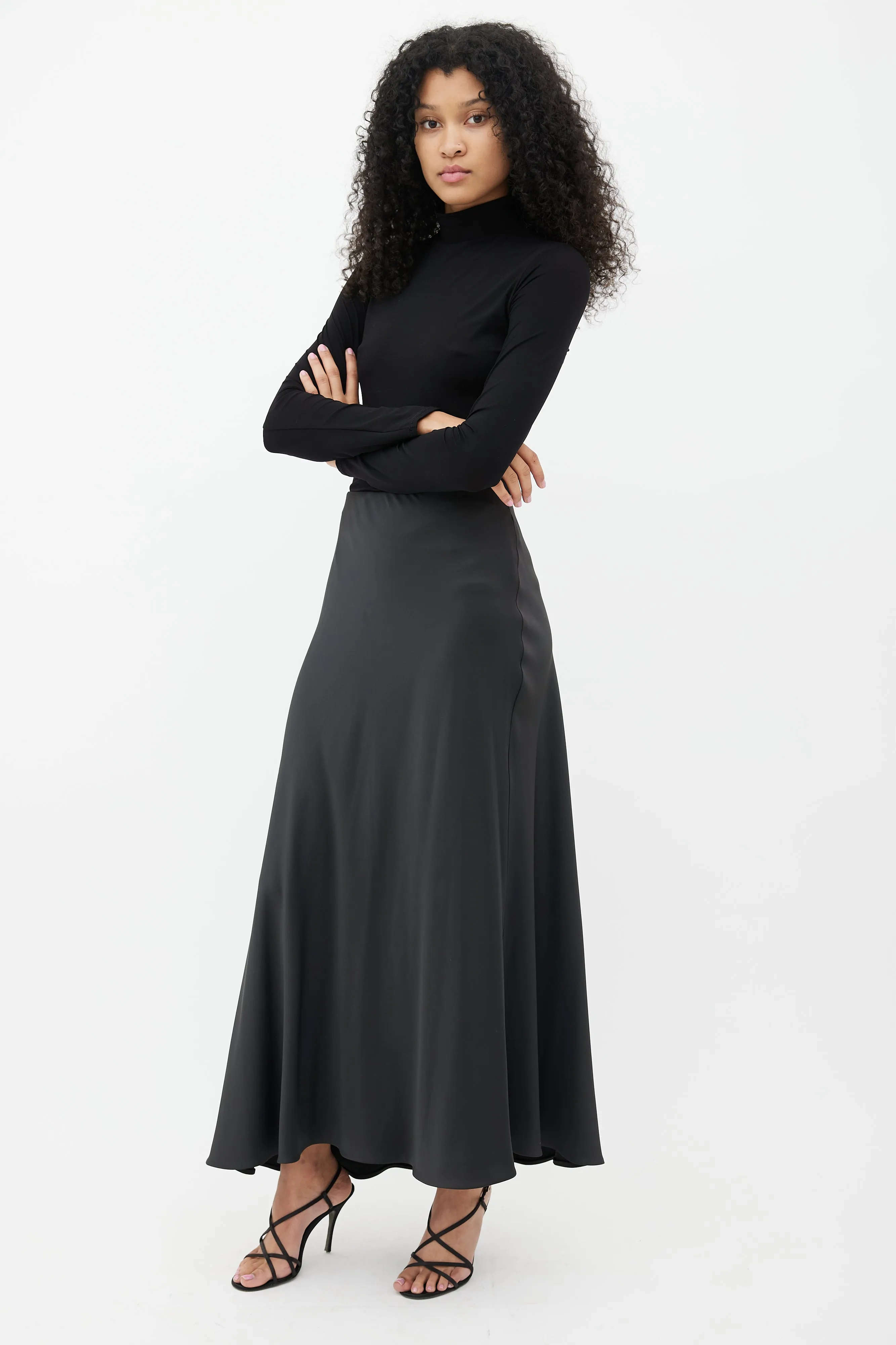 Black Satin Maxi Skirt