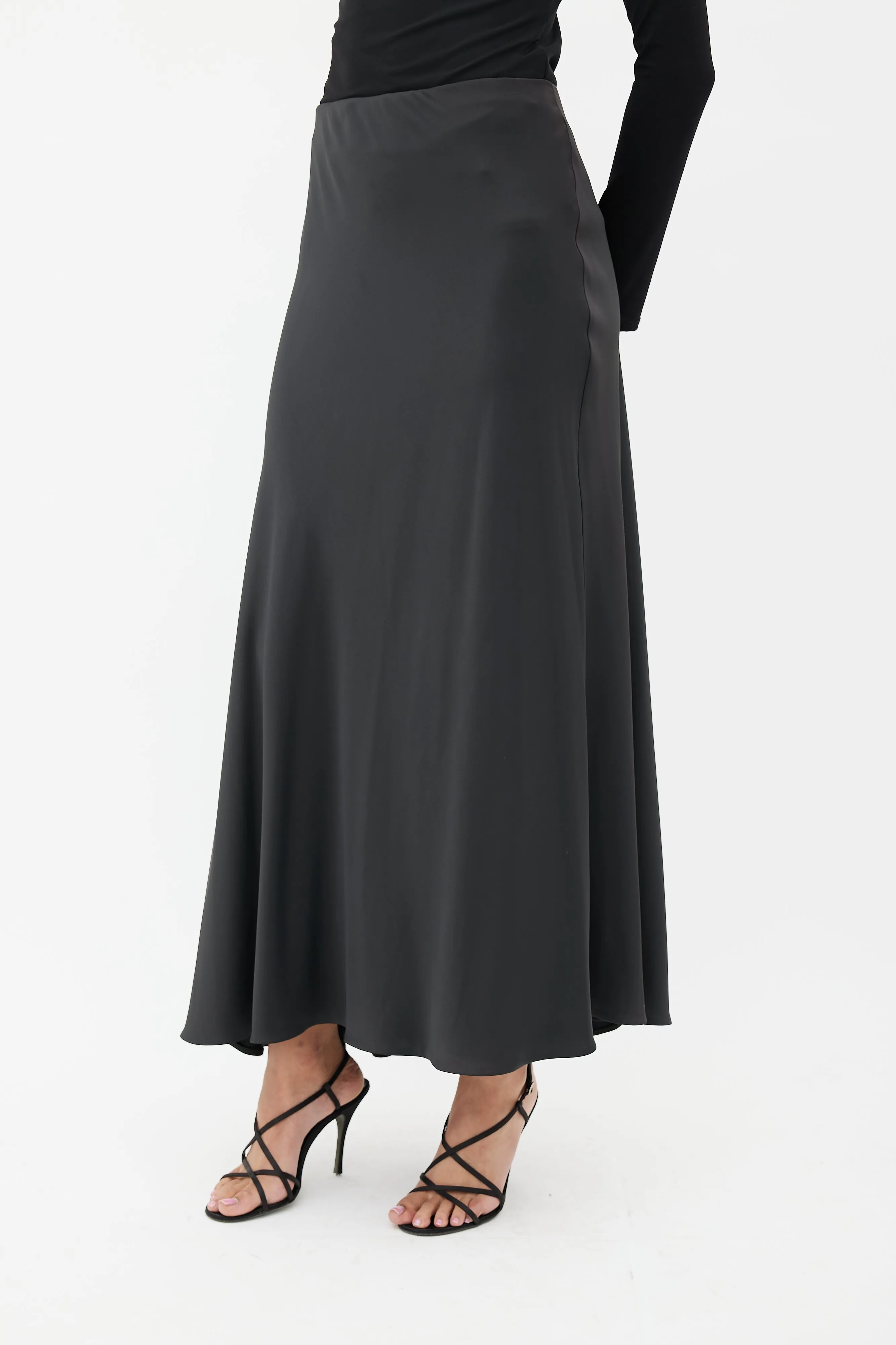 Black Satin Maxi Skirt