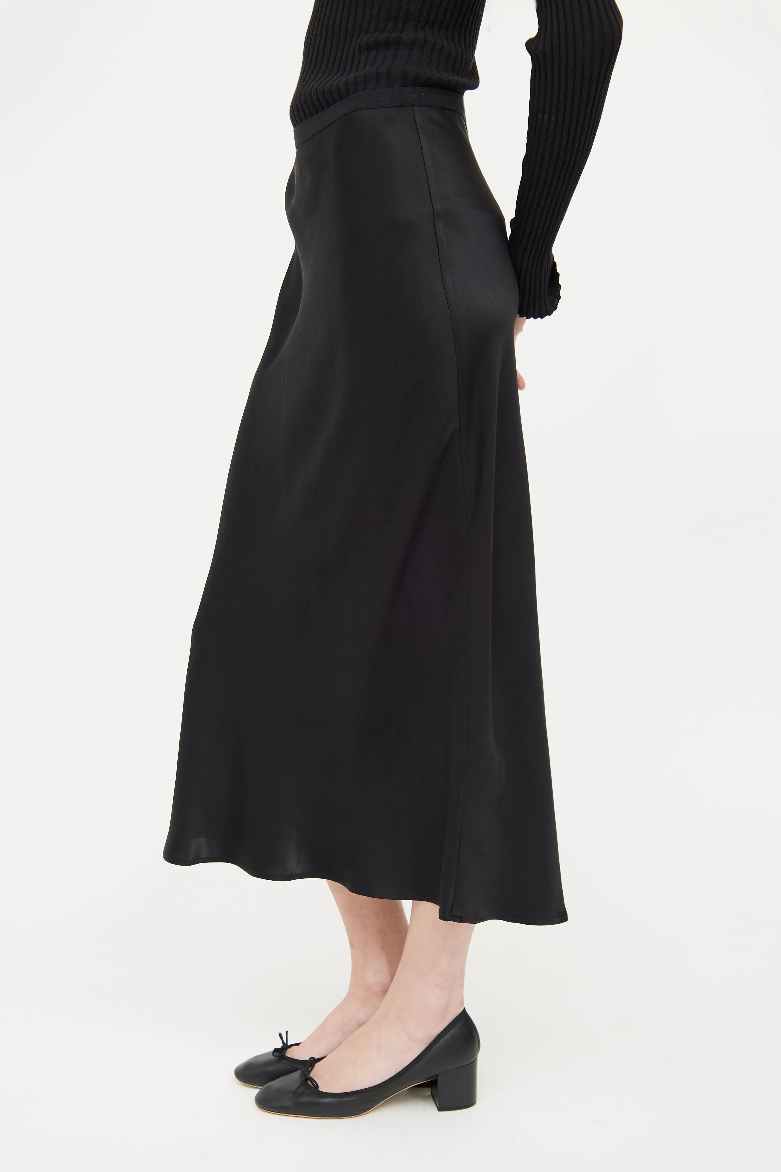 Black Silk Maxi Skirt