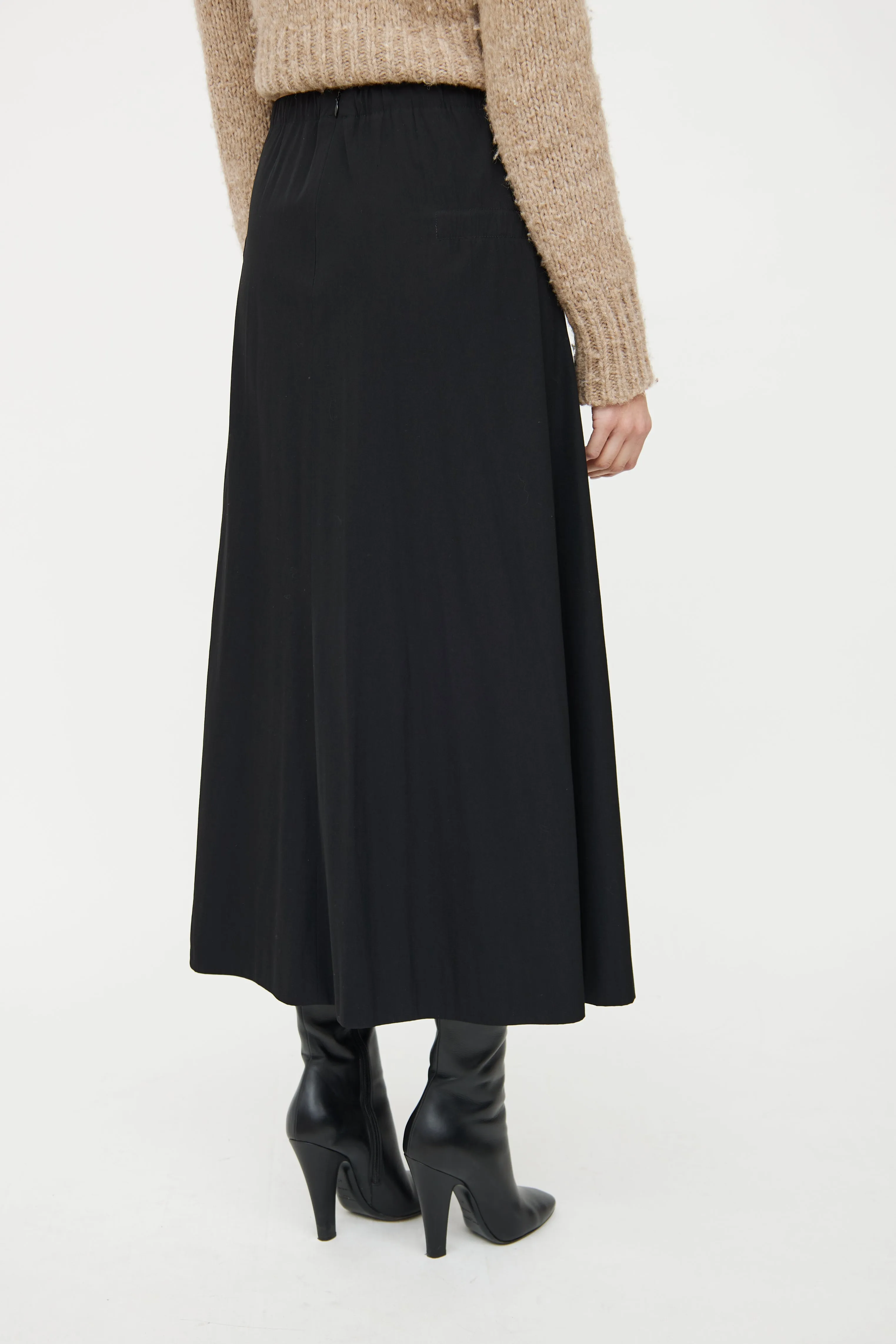 Black Wool Blend Maxi Skirt