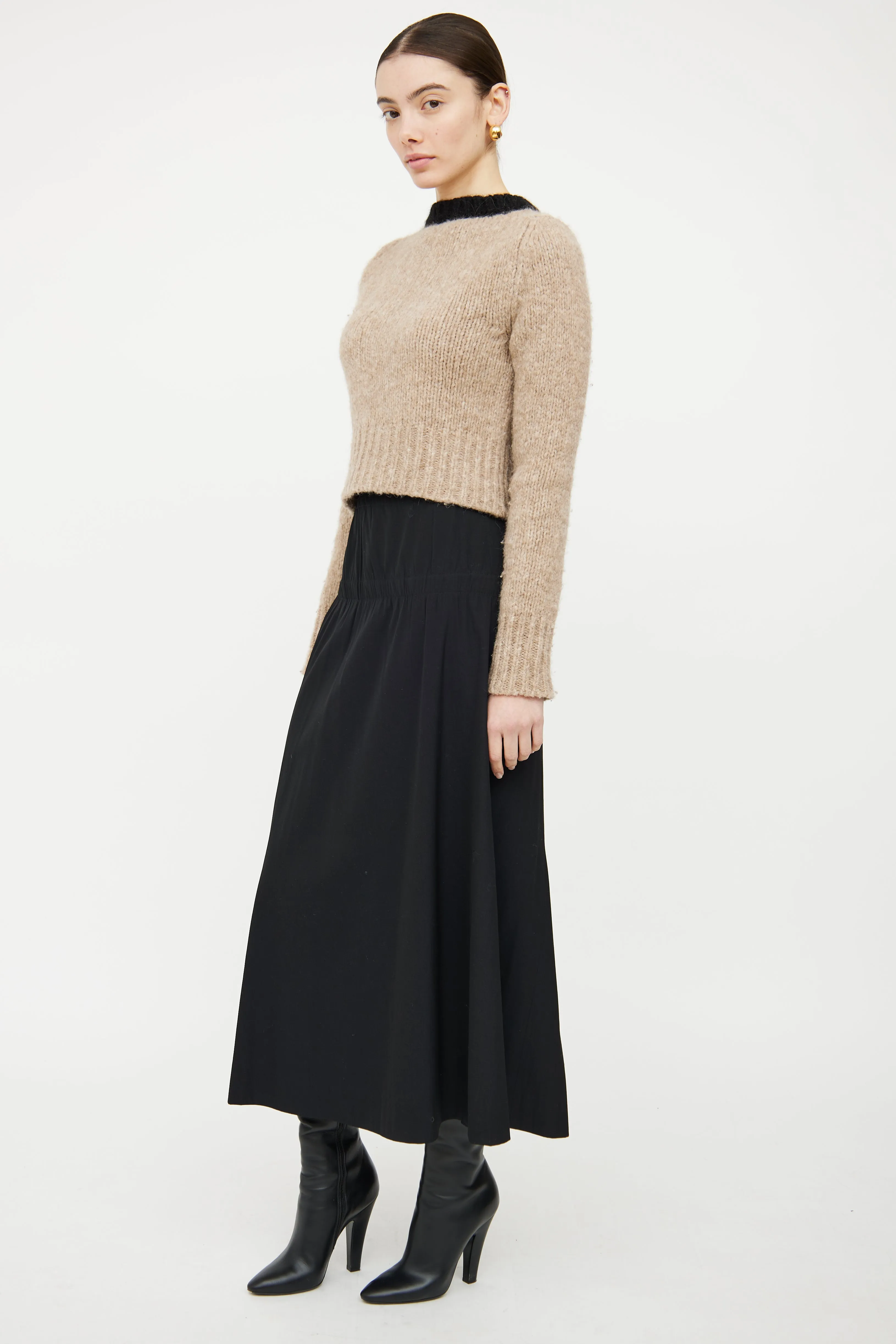 Black Wool Blend Maxi Skirt
