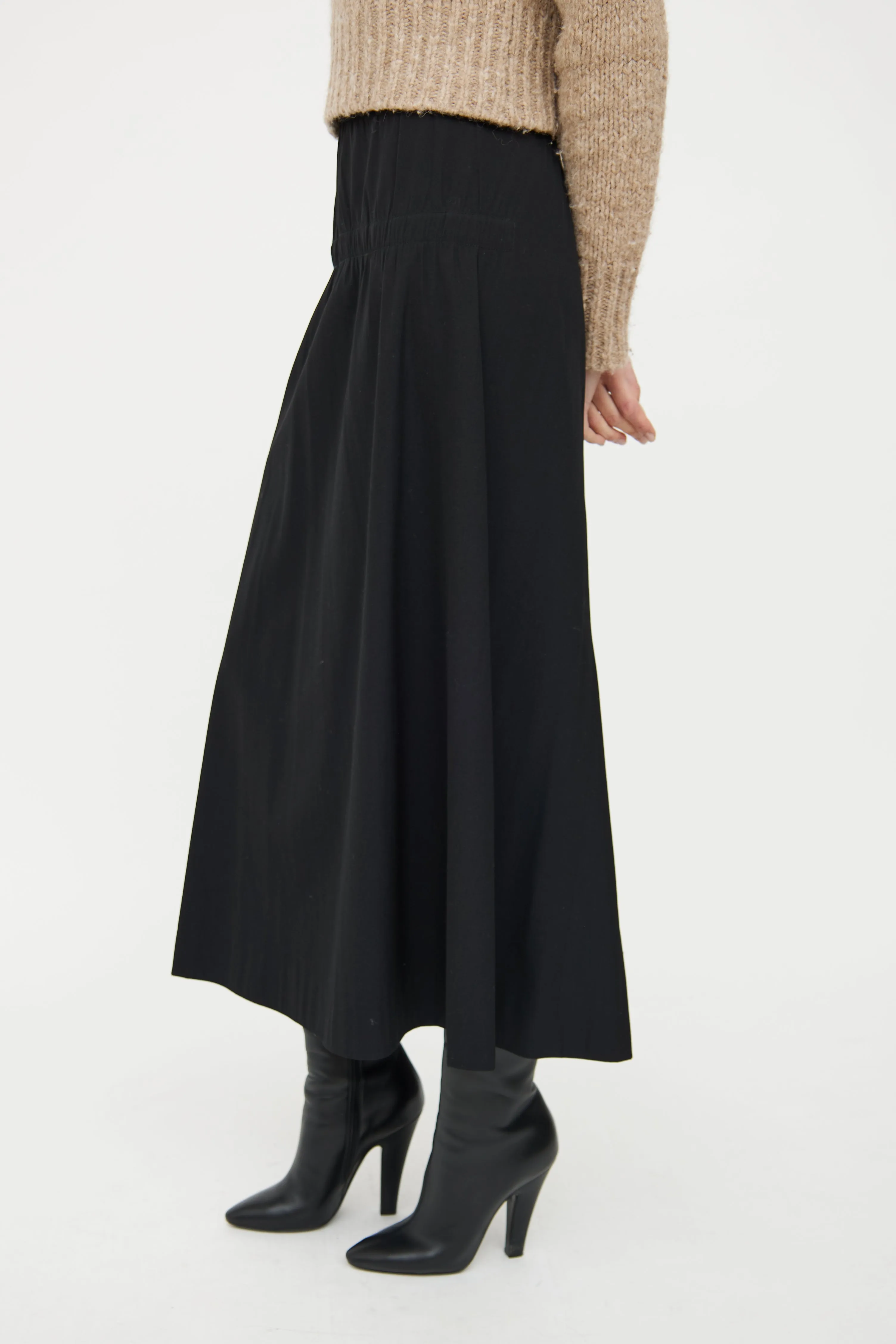 Black Wool Blend Maxi Skirt