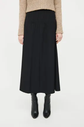 Black Wool Blend Maxi Skirt