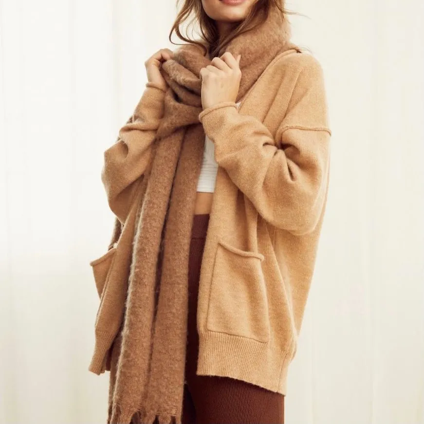Cara Mocha Tan Fringed Scarf