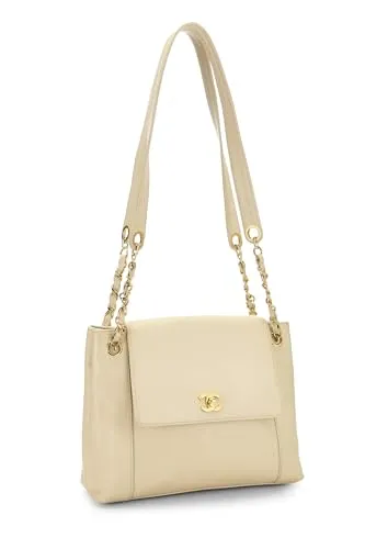 Chanel,  White Caviar Zip Tote, White